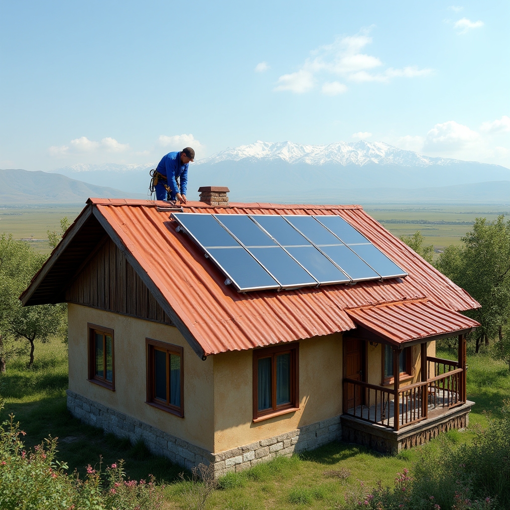 Коллектор на крыше частного дома в Чуйской области