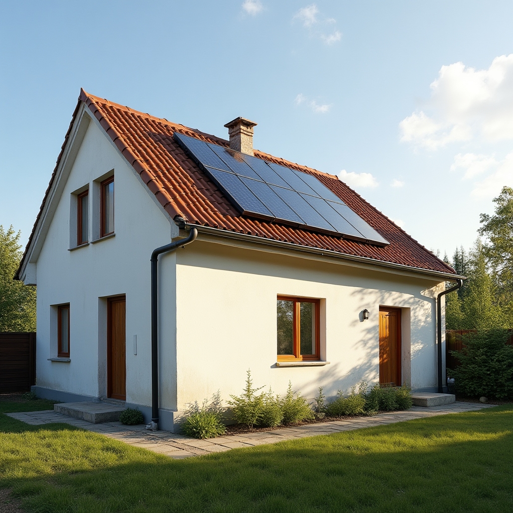 Частный дом с солнечным коллектором